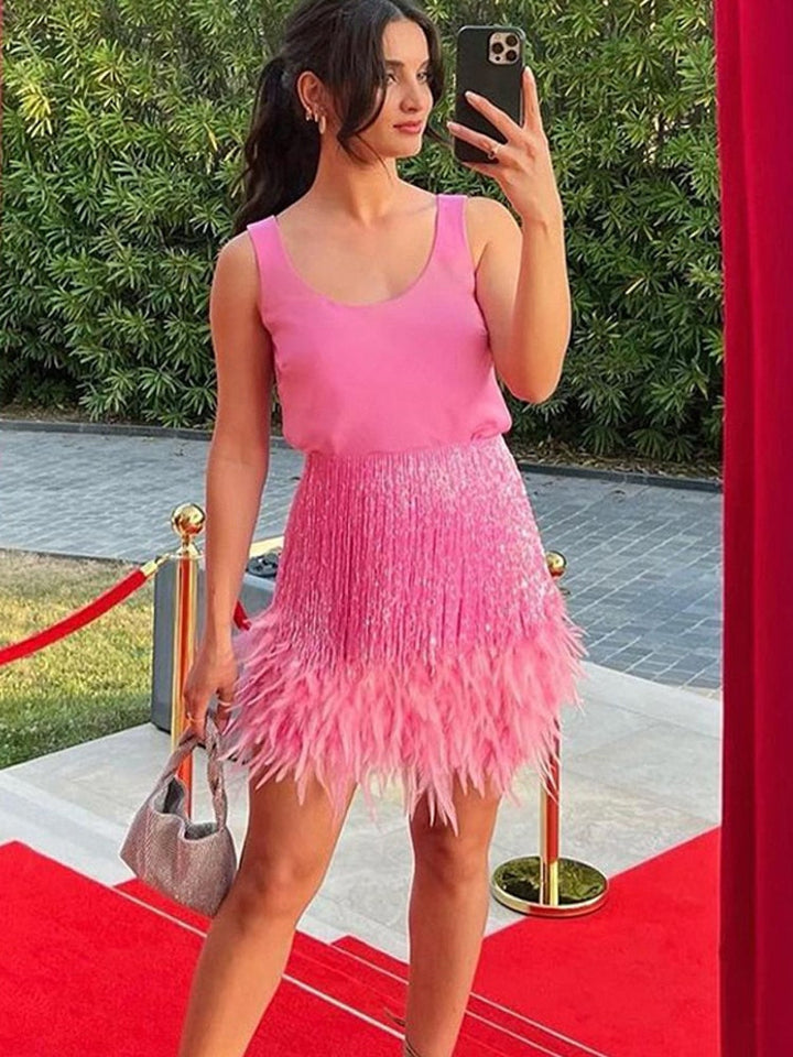 Fia Fringe Set | Perfect Party and Holiday Outfit-Pink-S-State of Style