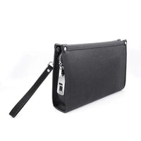 Men's Genuine Leather Business Clutch with Fingerprint Lock – Black