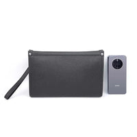 Men's Genuine Leather Business Clutch with Fingerprint Lock – Black