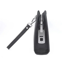 Men's Genuine Leather Business Clutch with Fingerprint Lock – Black