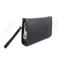 Men's Genuine Leather Business Clutch with Fingerprint Lock – Black