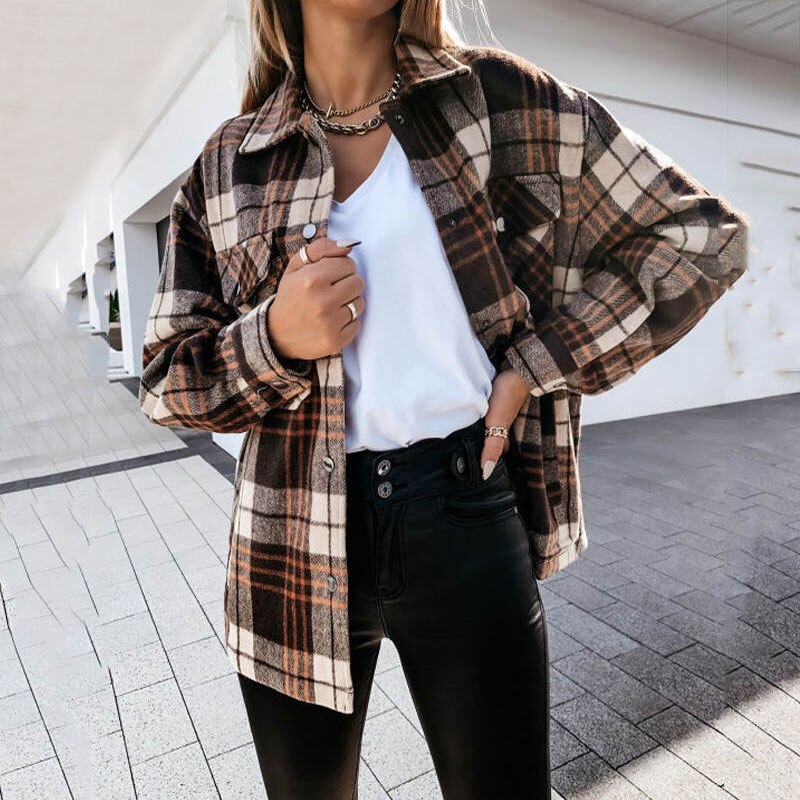 Flannel Jacket For Women | Stylish & Warm Outerwear-Brown-S-State of Style