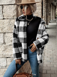 Flannel Jacket With Buttons | Comfortable & Stylish Women's Outerwear-Black and White-S-State of Style