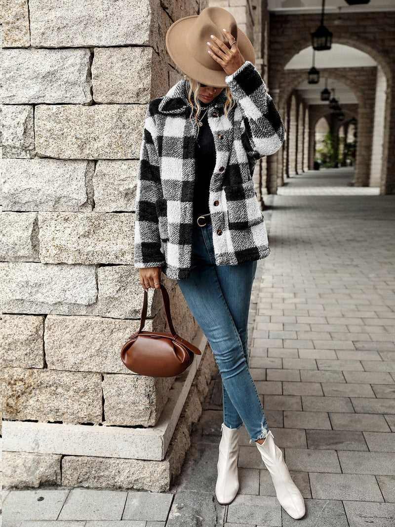 Flannel Jacket With Buttons | Comfortable & Stylish Women's Outerwear-Black Coffee-S-State of Style
