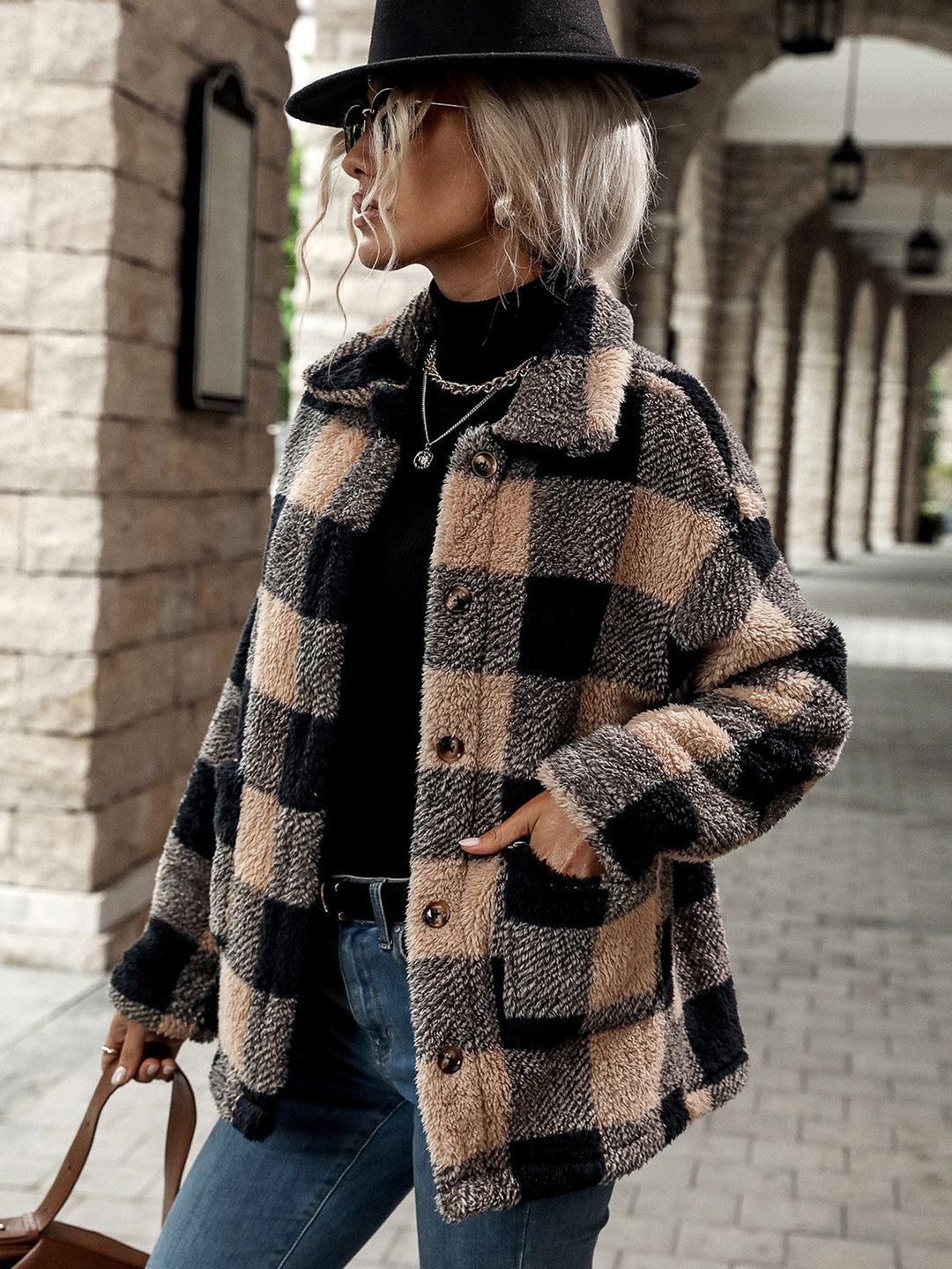 Flannel Jacket With Buttons | Comfortable & Stylish Women's Outerwear-Black Coffee-S-State of Style