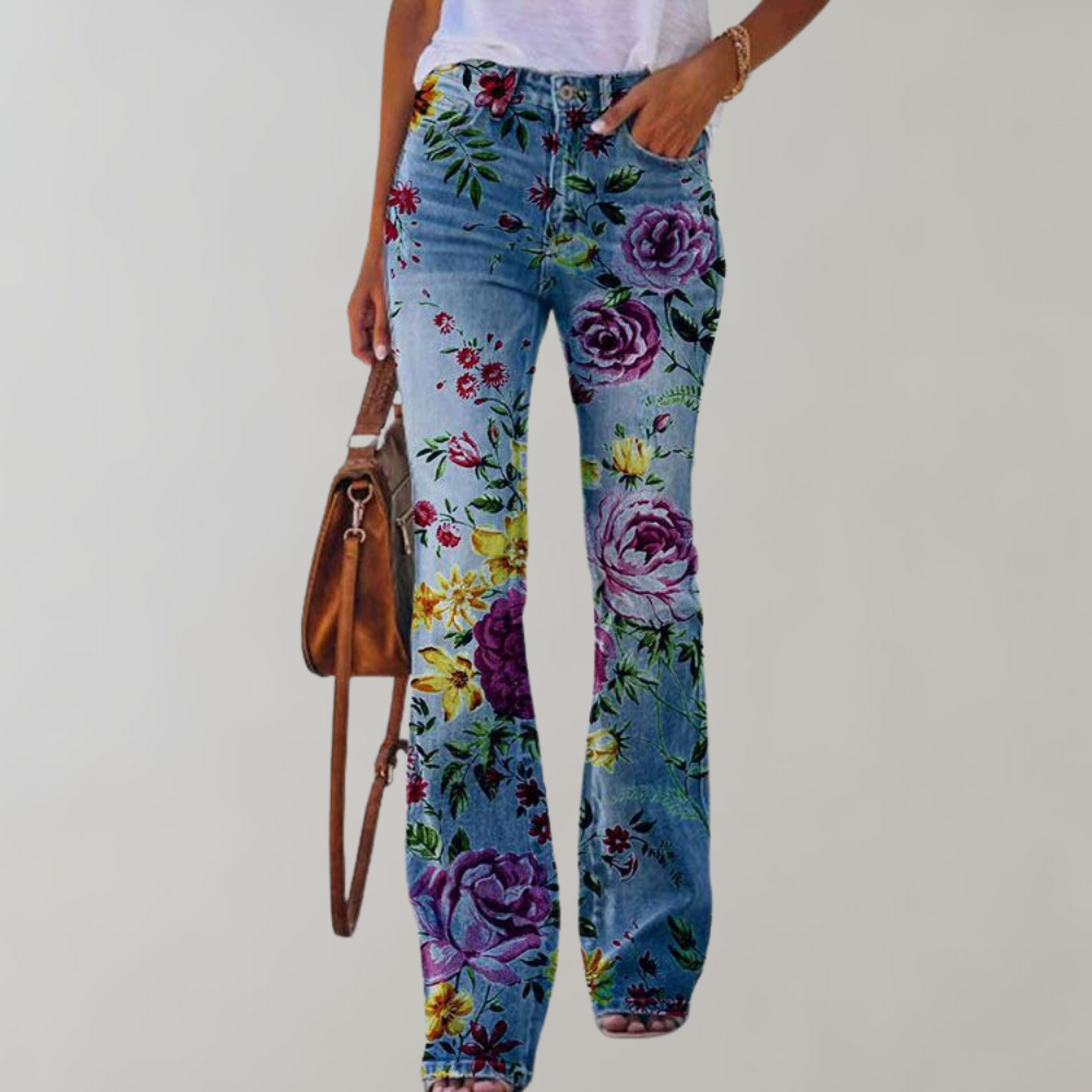 Flared Jeans with Buttons - Pink-Purple Rose-S-State of Style