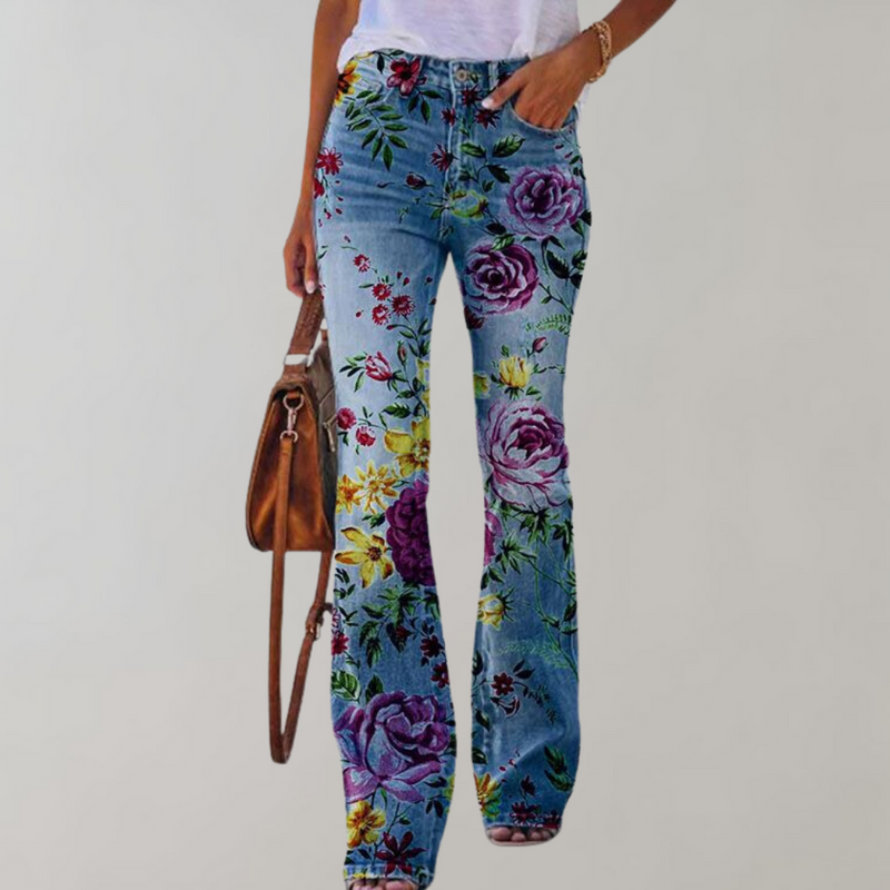 Flared Jeans with Buttons - Pink-Purple Rose-S-State of Style