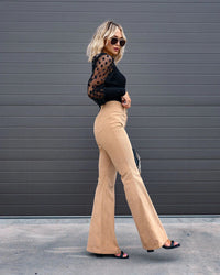 Flared Vogue Style Trousers - Isabella-Beige-S-State of Style