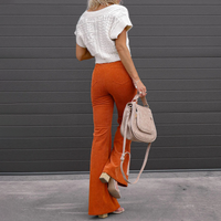 Flared Vogue Style Trousers - Isabella-Sunset Orange-S-State of Style