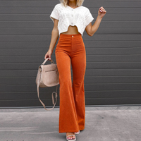 Flared Vogue Style Trousers - Isabella-Sunset Orange-S-State of Style