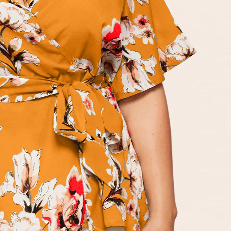 Flattering V-Neck Chiffon Tops for Curvy Women-Green-2XL-State of Style