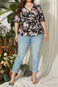 Flattering V-Neck Chiffon Tops for Curvy Women-Green-2XL-State of Style