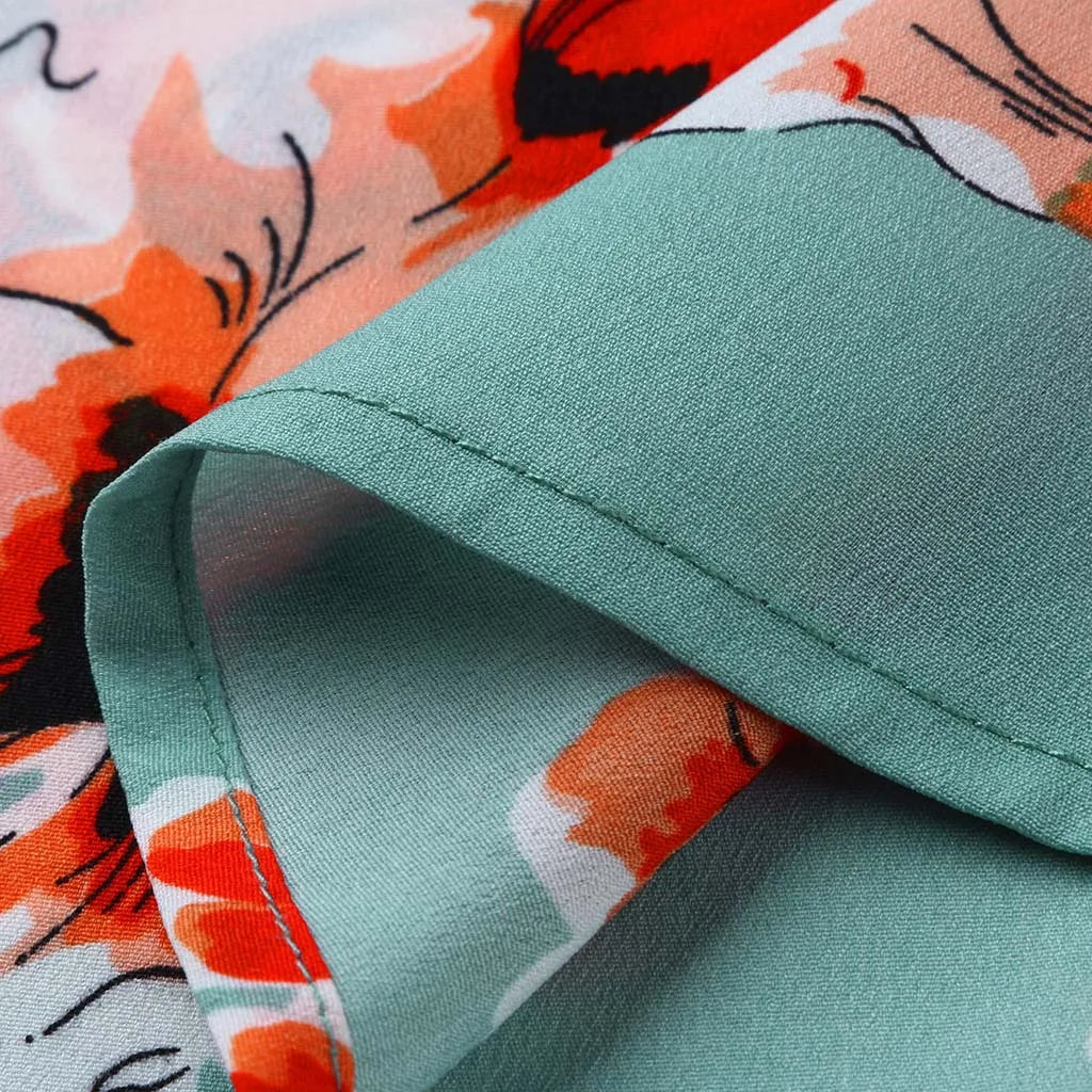 Flattering V-Neck Chiffon Tops for Curvy Women-Green-2XL-State of Style