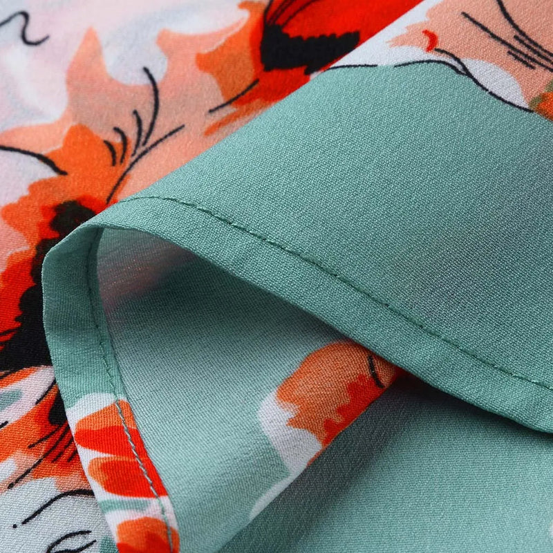 Flattering V-Neck Chiffon Tops for Curvy Women-Green-2XL-State of Style