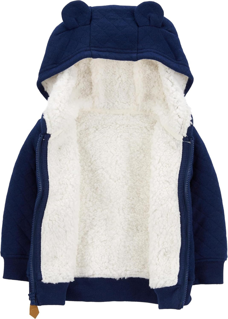 Fleece Baby Hoodie-Grey-0-3 Months-State of Style