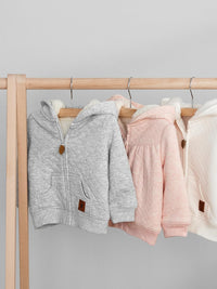 Fleece Baby Hoodie-Grey-0-3 Months-State of Style