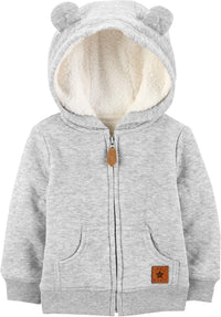 Fleece Baby Hoodie-Grey-0-3 Months-State of Style