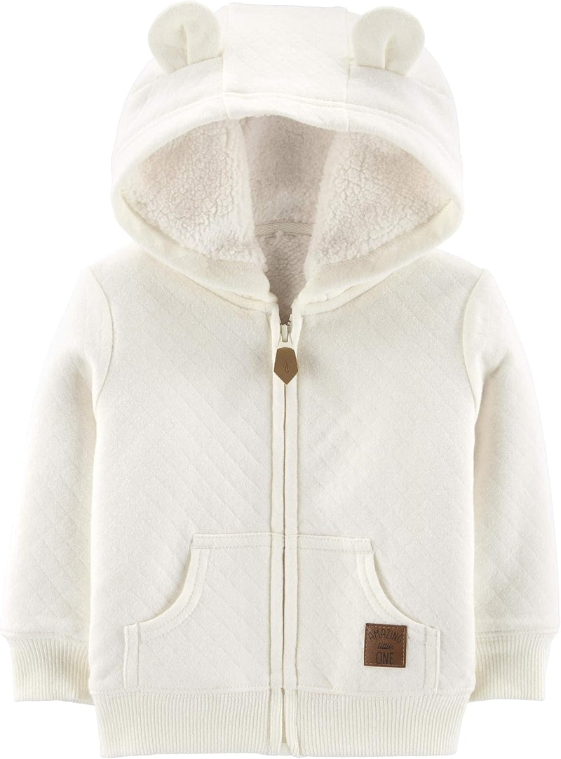 Fleece Baby Hoodie-Oatmeal-0-3 Months-State of Style