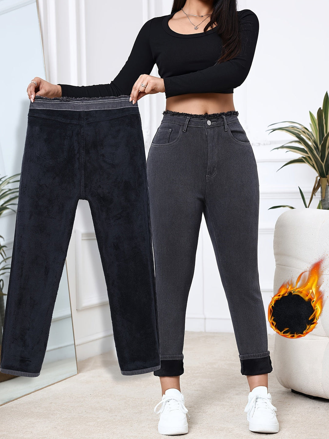 Fleece-Lined Skinny Jeans - Eliana-XS-State of Style