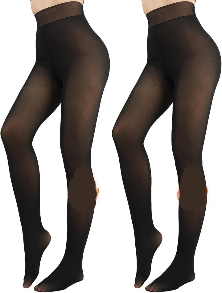 Fleece-lined Tights - Nova-Black + Black-XS-State of Style