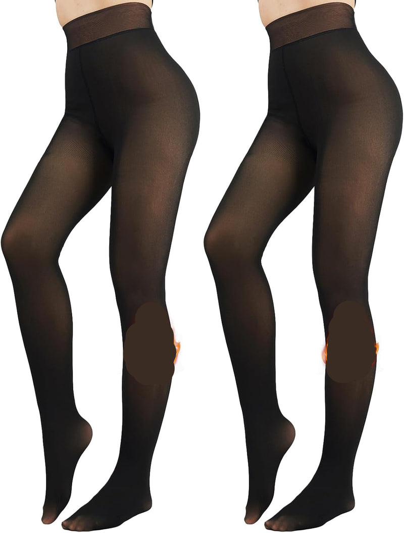 Fleece-lined Tights - Nova-Black + Black-XS-State of Style