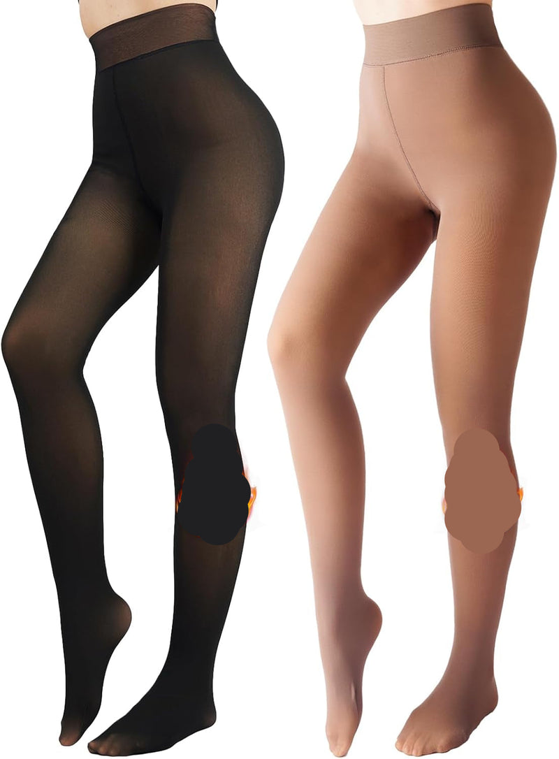 Fleece-lined Tights - Nova-Zwart + Bruin-XS-State of Style