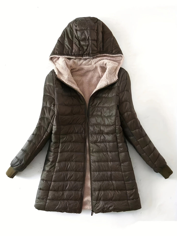 Fleece-Lined Women's Jacket with Zip - Eliza-Black-XS-State of Style