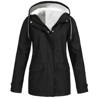 Fleece Lined Women's Rain Jacket - WarmWarder-Black-S-State of Style