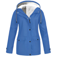 Fleece Lined Women's Rain Jacket - WarmWarder-Blue-S-State of Style