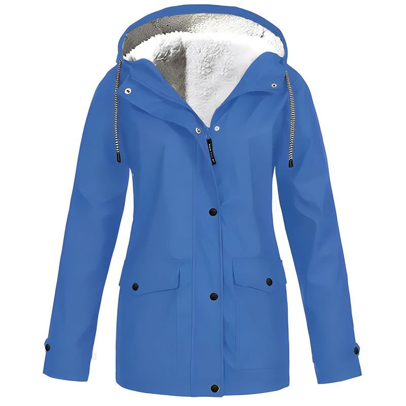 Fleece Lined Women's Rain Jacket - WarmWarder-Blue-S-State of Style