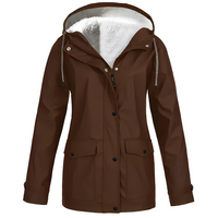 Fleece Lined Women's Rain Jacket - WarmWarder-Brown-S-State of Style