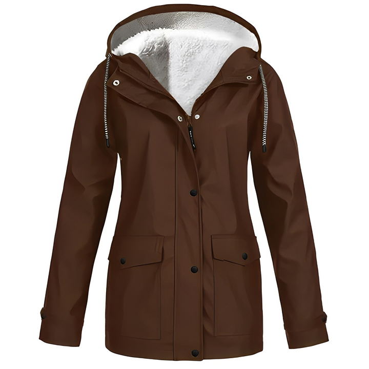 Fleece Lined Women's Rain Jacket - WarmWarder-Brown-S-State of Style