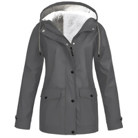 Fleece Lined Women's Rain Jacket - WarmWarder-Grey-S-State of Style