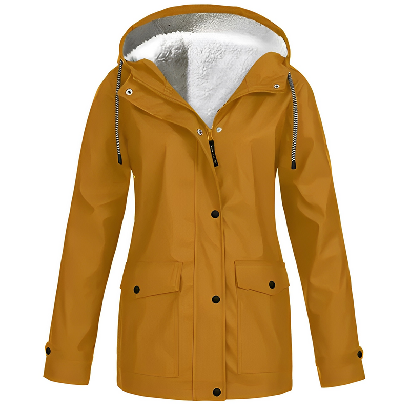 Fleece Lined Women's Rain Jacket - WarmWarder-Khaki-S-State of Style