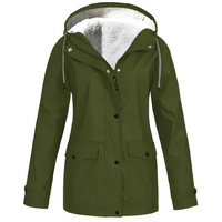 Fleece Lined Women's Rain Jacket - WarmWarder-Olive Green-S-State of Style