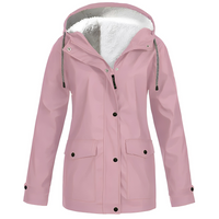 Fleece Lined Women's Rain Jacket - WarmWarder-Pink-S-State of Style
