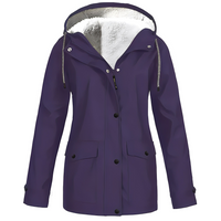 Fleece Lined Women's Rain Jacket - WarmWarder-Purple-S-State of Style