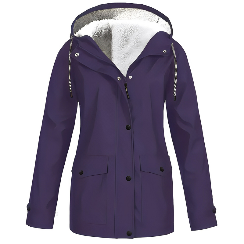 Fleece Lined Women's Rain Jacket - WarmWarder-Purple-S-State of Style