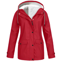 Fleece Lined Women's Rain Jacket - WarmWarder-Red-S-State of Style