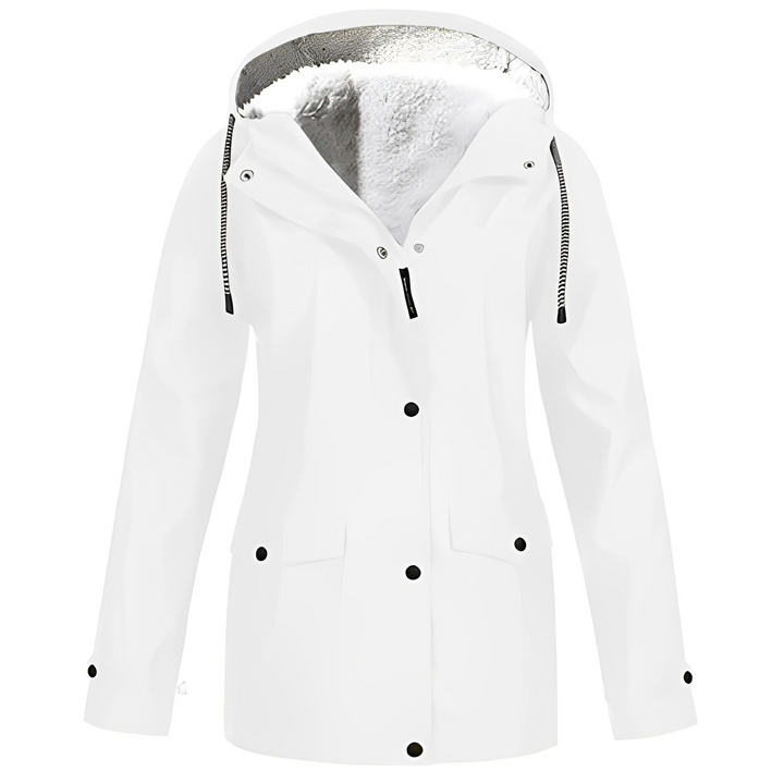 Fleece Lined Women's Rain Jacket - WarmWarder-White-S-State of Style