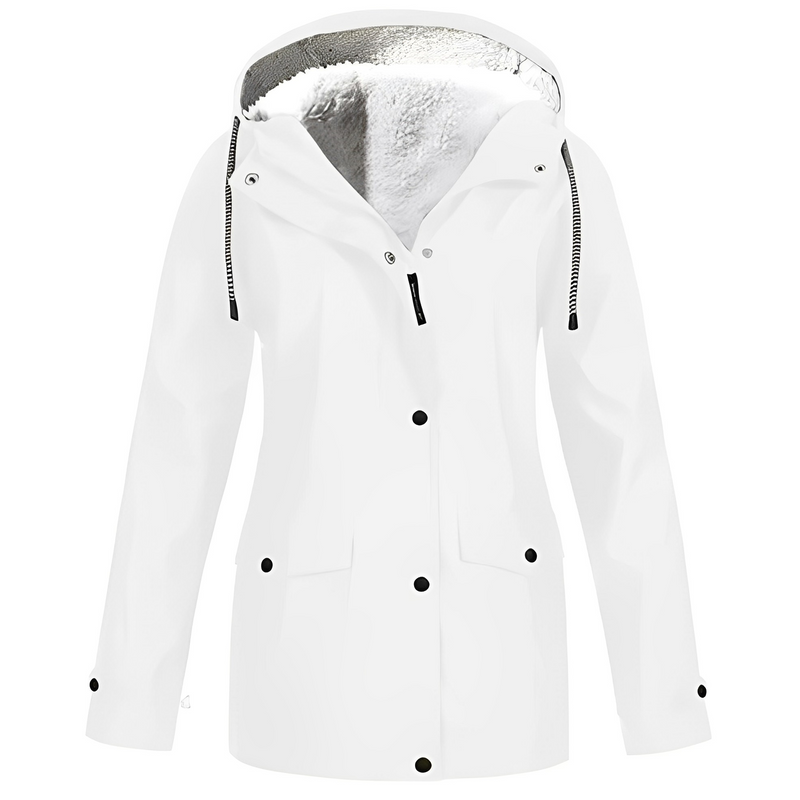 Fleece Lined Women's Rain Jacket - WarmWarder-White-S-State of Style