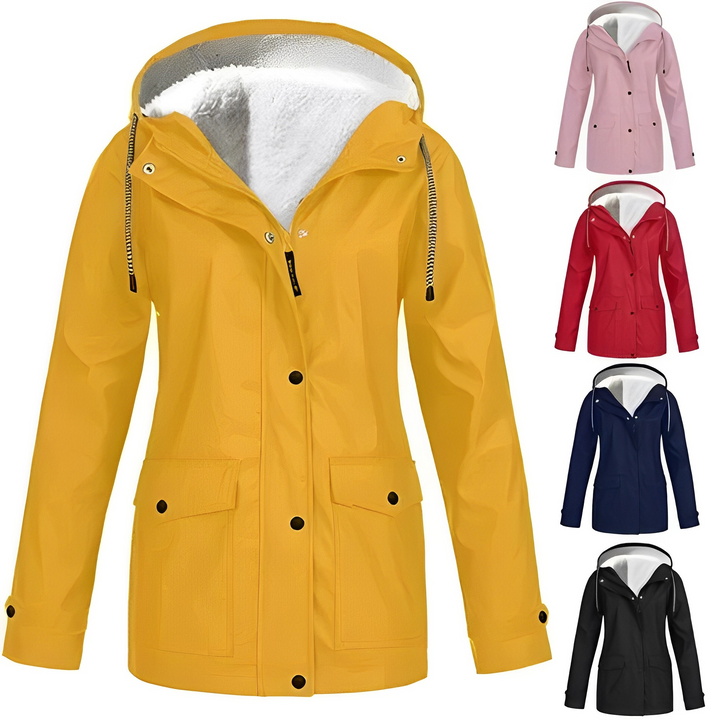 Fleece Lined Women's Rain Jacket - WarmWarder-Yellow-S-State of Style