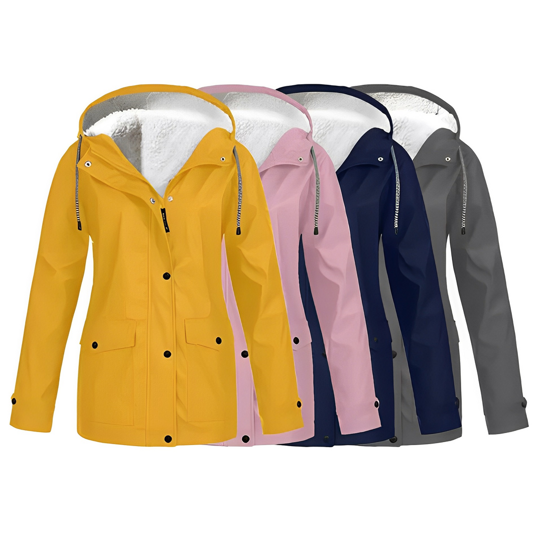 Fleece Lined Women's Rain Jacket - WarmWarder-Yellow-S-State of Style
