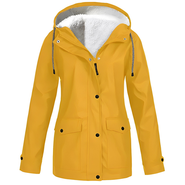 Fleece Lined Women's Rain Jacket - WarmWarder-Yellow-S-State of Style