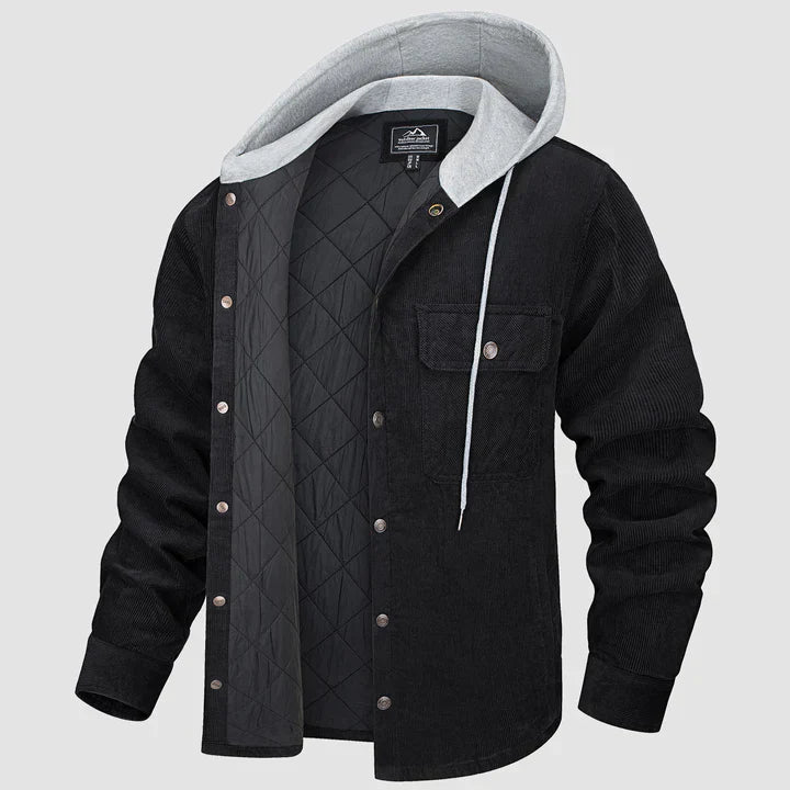Fleece Men's Jacket with Hood - Nordic-Dark Grey-M-State of Style