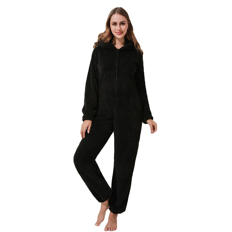 Fleece Overall with Ears | Cute, Cozy & Warm-Black-S-State of Style
