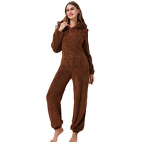 Fleece Overall with Ears | Cute, Cozy & Warm-Coffee-S-State of Style