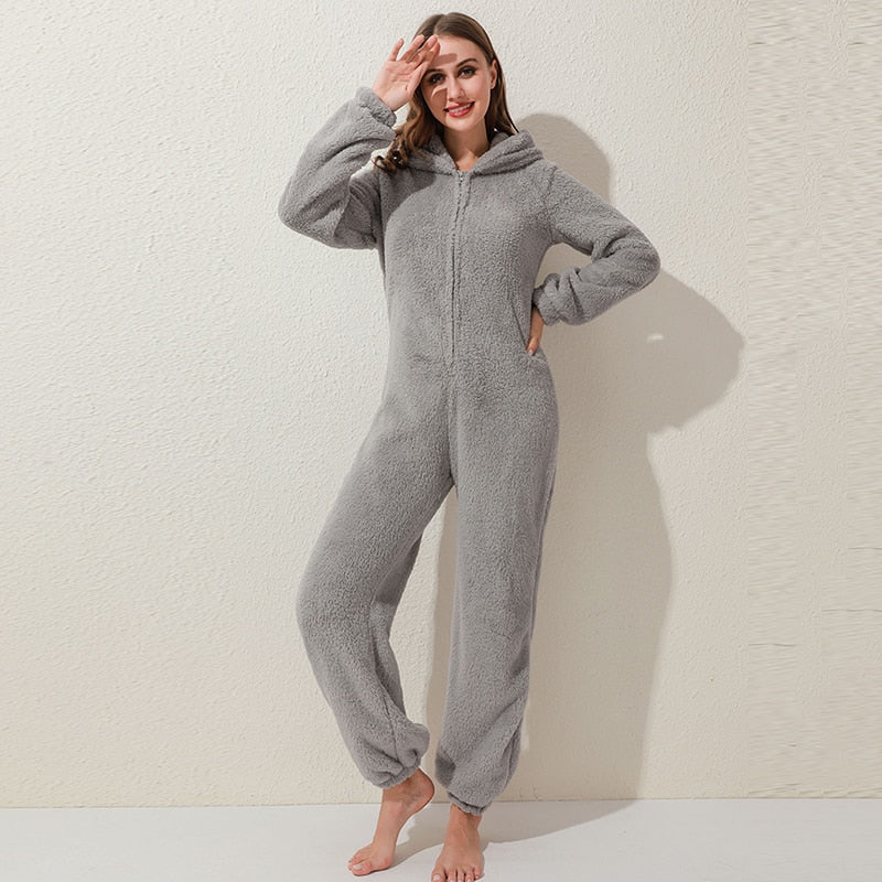 Fleece Overall with Ears | Cute, Cozy & Warm-Pink-S-State of Style