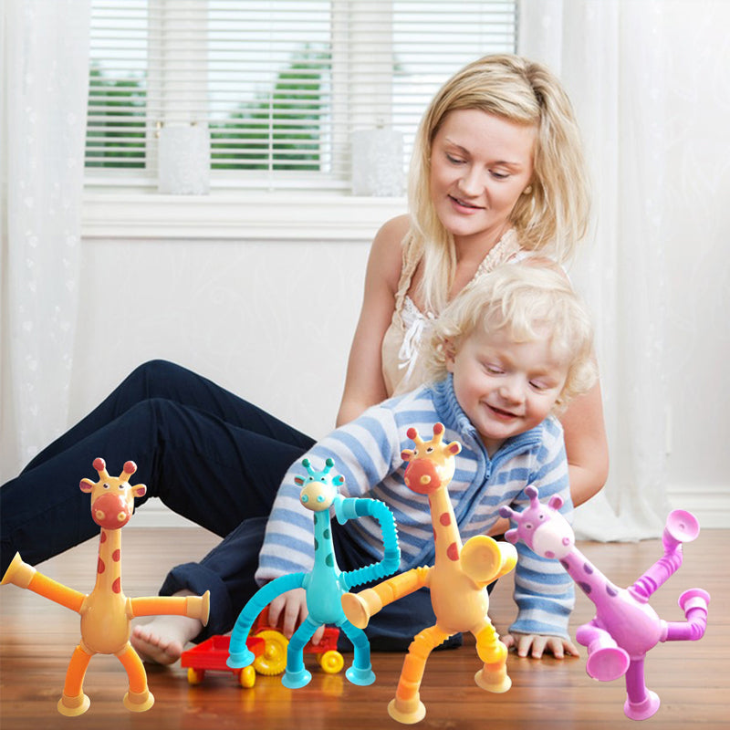 Flexible Giraffe Toy with Suction Cup - StretchyGiraffe-Pink-Without Lights-State of Style