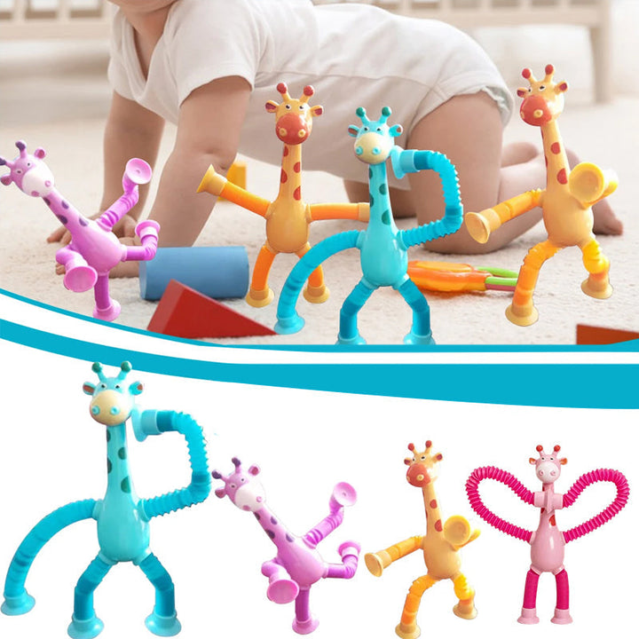 Flexible Giraffe Toy with Suction Cup - StretchyGiraffe-Pink-Without Lights-State of Style